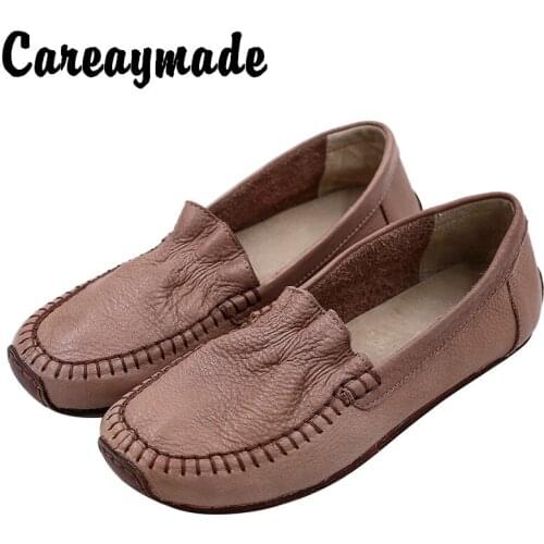 Careaymade-New Korean Style Mori Retro Genuine Leather All-match Sewing Pleated All-match Set Feet Womens Handmade Shoes