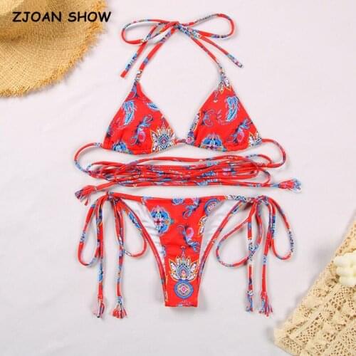2021 Sexy Ladies Contrast Color Tie Bow Bandage Lacing up Bra Swimwear Swim Bikini Women Bathing Suit Swimsuit 2 pieces set