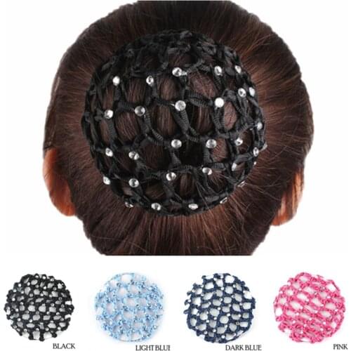 Beautiful Bun Cover Snood Women Hair Net Ballet Dance Skating Crochet Fanchon Rhinestone Styling Headwear Accessories