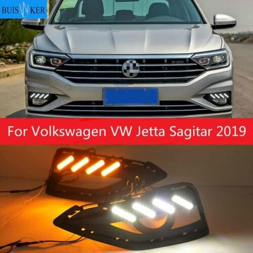 1 Set 12v LED For Volkswagen VW Jetta Sagitar 2019 DRL Daytime Running Lights Daylight ABS Fog Lamp Cover