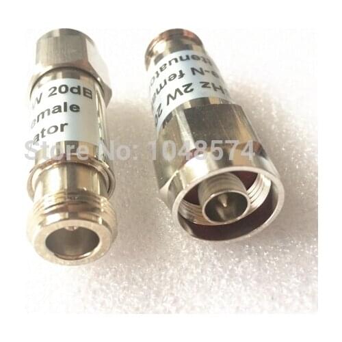 1pc RF Attenuator 20dB 2W DC-3GHz fixed coaxial N Male plug to Female jack 50ohm