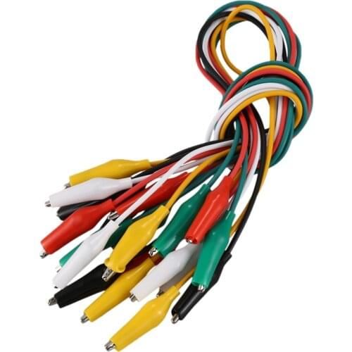 10pcs Crocodile Clips Test Leads in 5 Colors Each Wire Length 50CM