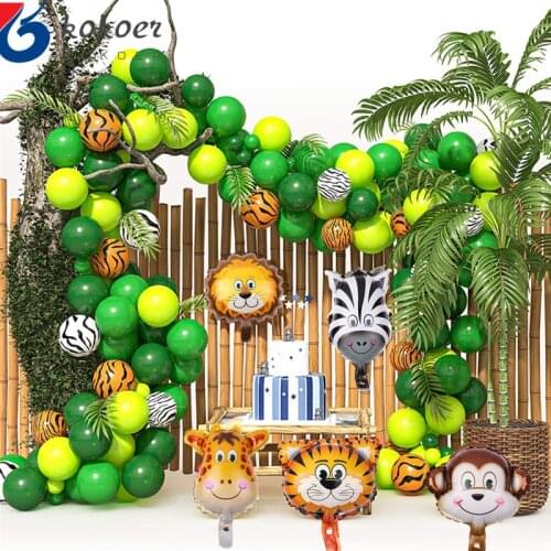 104Pcs Animal Balloons Garland Arch Kit Jungle Safari Theme Party Supplies Kids Birthday Party Baby Shower Balloon Decorations