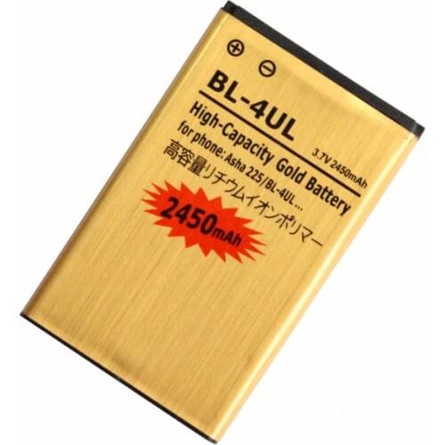 1x Ciszean 2450mAh BL-4UL / BL 4UL / BL4UL 3.7VDC Gold Replacement Li-ion Battery For Nokia Asha 225 Asha225 + Tracking Code