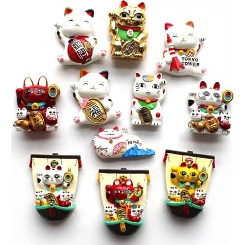 Thunder Gate Tokyo Tower Lucky Cat Resin 3D Fridge Magnets Japan Tourism Souvenirs Refrigerator Magnetic Stickers Home Decor