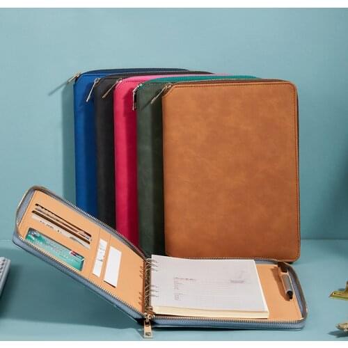 A5 Spiral Notebook Planner Organizer Binder Folder Diary Journal Business Leather Notepad Zipper Bag Stationery Office Supplies