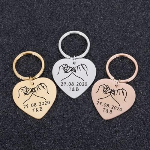 Customized Keychain For Boyfriend Girlfriend Keyring Husband Anniversary Date Initials Valentine Day Gift for Women Men KeyChain