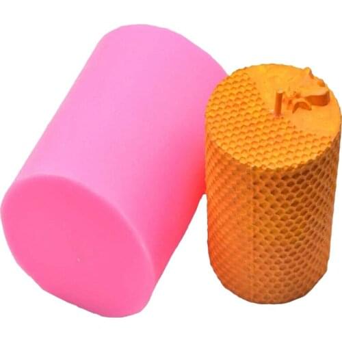 Cylinder Bee Honeycomb Candle Mold, Beehive Silicone Molds for Making Beeswax Candles Soaps