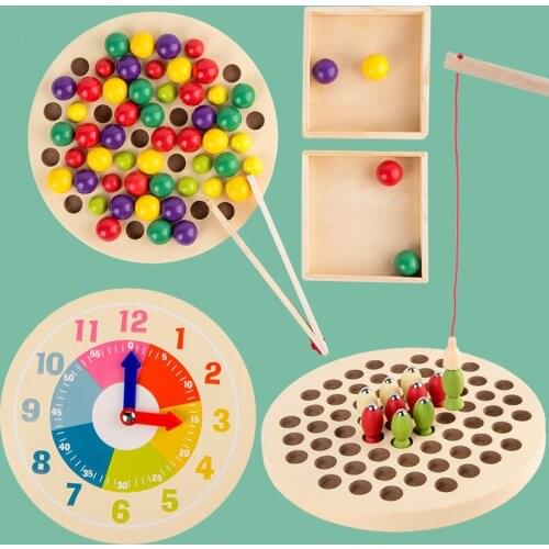 Montessori Wooden Fishing Toy Hands Brain Training Clip Beads Puzzle Board Math Game Baby Early Educational Toys For Children