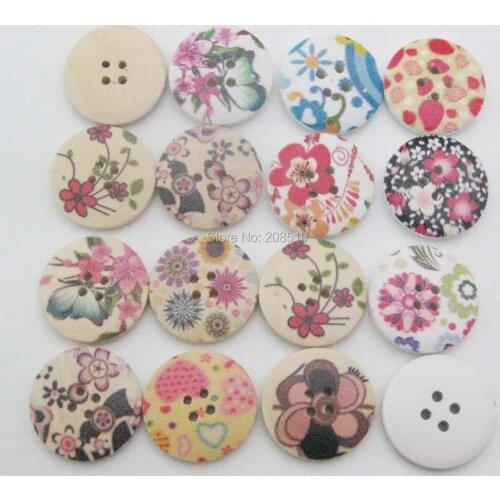 WBNAWK 4 holes wood sewing buttons 1" multicolors 100pcs large sweater decorative button DIY accessories