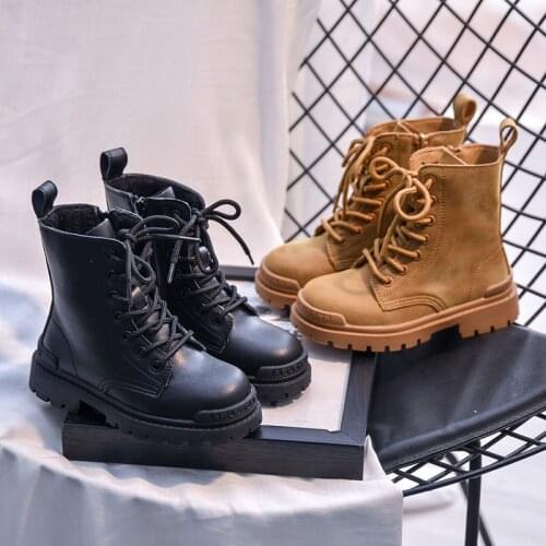 Children Girls Leather Boots 2021 Autumn Winter Warm Boys Boots Fashion Teens Shoes