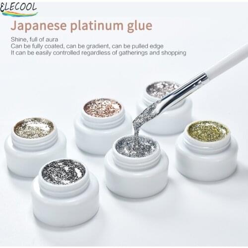 ELECOOL Glitter Nail Gel Nail Polish Sparkling Auroras Laser Nails Gel Nail Art Varnish Semi Permanent Top Base DIY Coat Set