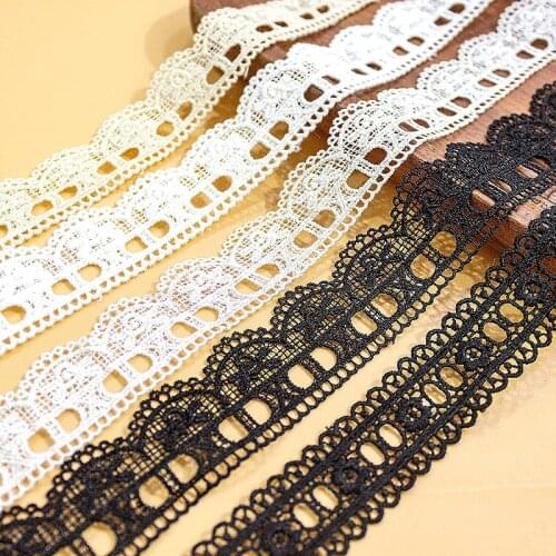 100% Cotton Lace Water Soluble Embroidered Lace White Scalloped Sewing Apparel Trims 1CM