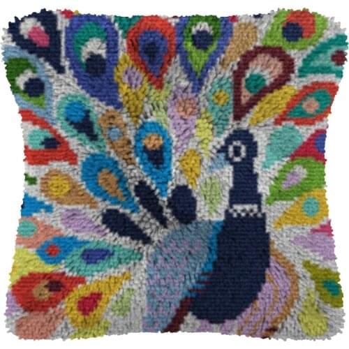 Latch Hook kits Pillow Animal peacock Diy Handmade Printed Canvas Cushion Latch Hook Kits DIY Unfinished accessories