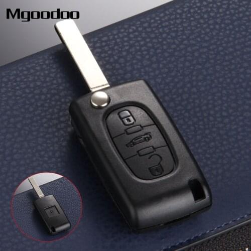 Mgoodoo 3 Buttons Flip Folding Remote Entry Key Shell Case For 207 307 308 407 607 Replacement Car Key Fob Cover