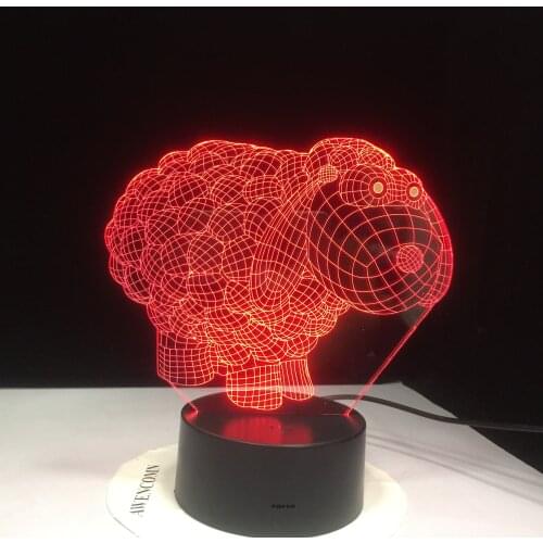 Cartoon Sheep 7 Colors Changing 3D Lamp Visual NightLight Acrylic Table Lamp Led Cartoon Lighting Fixture Kids Gifts Home Decor