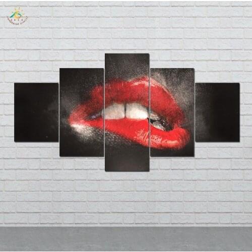 Sexy Red Lips Wall Art HD Prints Canvas Art Painting Modular Picture And Poster Canvas Painting Decoration Home 5 PIECES