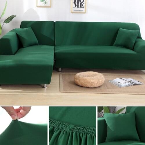 Cheap 2 Pcs Covers for L Shaped Sofa Living Room Corner Sofa Covers Sectional Chaise Longue Sofa Slipcover Stretch Elastic
