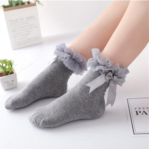 Princess Style Baby Girls Socks Lace Bow Baby Socks for Girls Cotton Childrens Socks for Girl Autumn Winter Fashion Kids Stuff