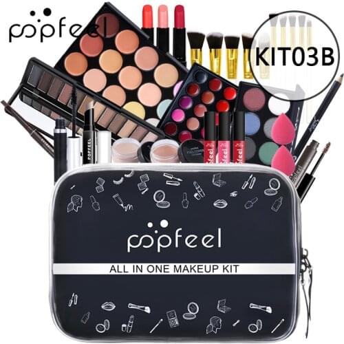 New Makeup Set Powder Puff Eyebrow Pencil Portable Eyeshadow Lipstick Lip Gloss Gift Professional Brush Cosmetics Kit Beginner