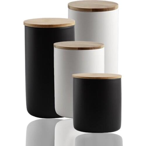 New Hot Ceramic Utensil Storage Canisters Crock Coffee Container with Lid for Food Dry Goods Kitchen SMR88