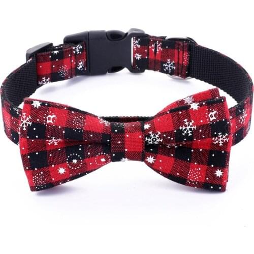 New Style Christmas Bow Pet Collar Dog Accessories Pet Supplies Fashionable Dog Tie Nylon Collars-009