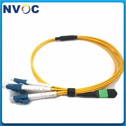 MPO/APC Male(SENKO)-8xLC 2.0mm Fanout Fiber Optical Patch Cord,3.0mm 8C G657A1 Mini Yellow LSZH Round Cable,L:3M (2M+1M)