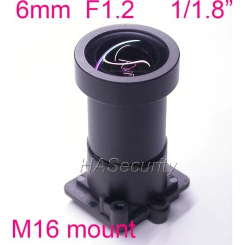 Star Light F1.2 aparture 6mm LENs 2MP 1/1.8" format for image sensor IMX327,IMX307,IMX290,IMX291 camera PCB board module