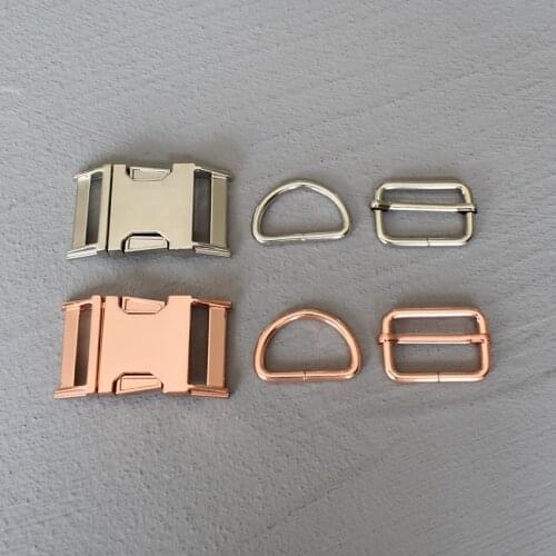 50 Sets 30mm DIY Accessory Metal Buckle Adjust Buckle D Ring Three-Piece Use For Pet Dog Collar Dog Leash 3 colours 30-3s