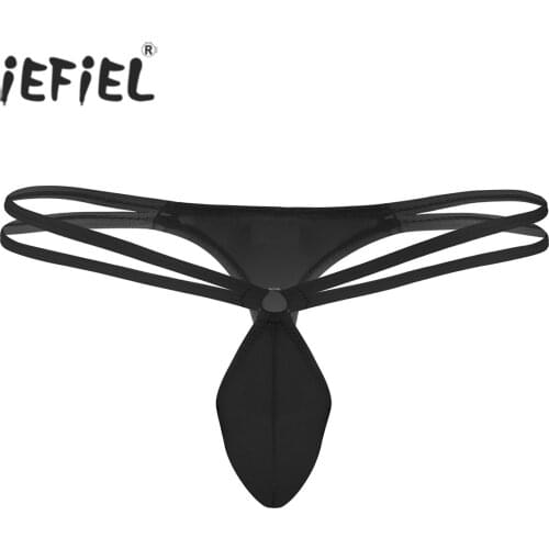 Mens Lingerie Gay Sissy Panties Double Waist Straps Bulge Pouch Low Rise Mini Coverage G-string Thong String Homme Underwear