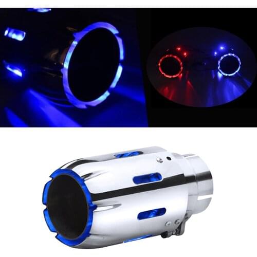 Universal Car Exhaust Tail Throat Blue Red LED Stainless Steel muffler MT AT Spray Device Light Modulator Styling 35-60mm