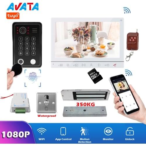 TUYA WIFI Video Intercom Video Door Phone Intercom with Lock 350kg with1080P RFID Password Fingerprint Unlock Doorbell Camera