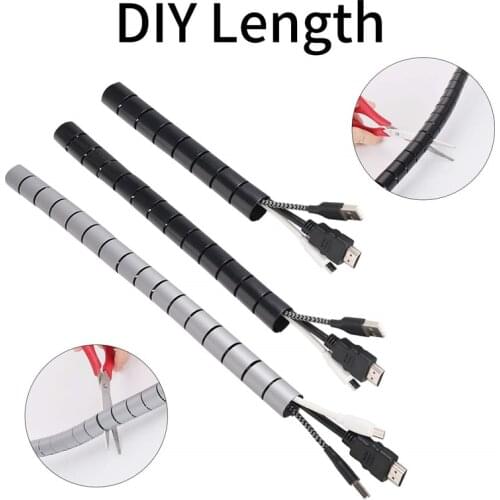 1.5M/bag Cable Wire Wrap Organizer Spiral Tube Cable Winder Cord Protector Flexible Management Wire Storage Pipe PE cable sleeve