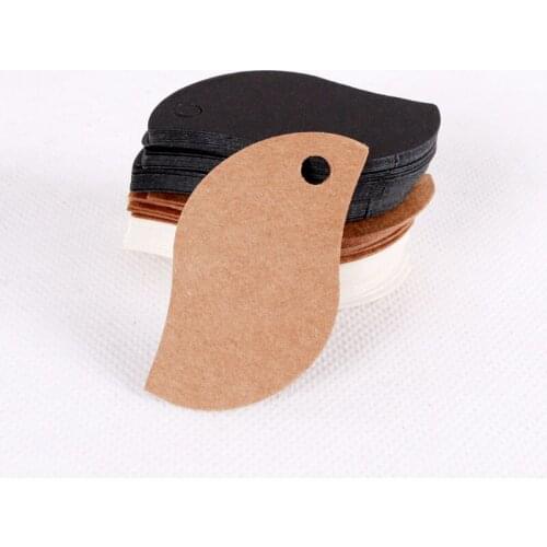 100pcs Leaf Shape Kraft Paper Hang Tags Wedding Party Favor Label Price Gift Card Black White Brown Color Jewelry Price Display