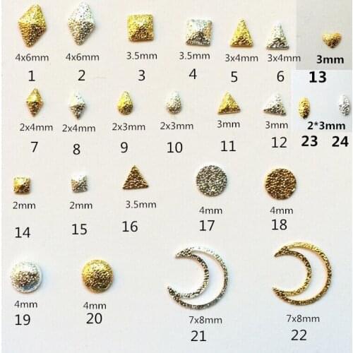100Pcs/Lot Gold Silver Mini Triangle Drop Moon Scrub Rivet Studs Metal Alloy Nail Art Decorations 3D DIY Nail Stickers Charms