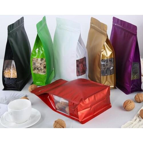 18*26cm 100Pcs Colorful Stand up Aluminum Foil Zipper Package Bag With Clear Window Lock Self Sealable Mylar Pouch Storage