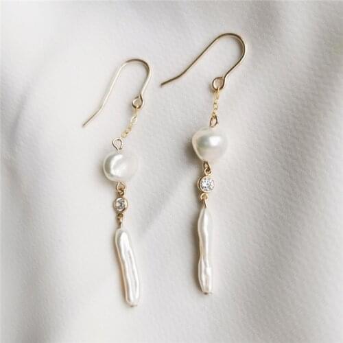 14K Gold Filled Natural Baroque Pearl Drop Earrings Handmade Jewelry Boho Oorbellen Brinco Vintage Jewelry Earrings For Women