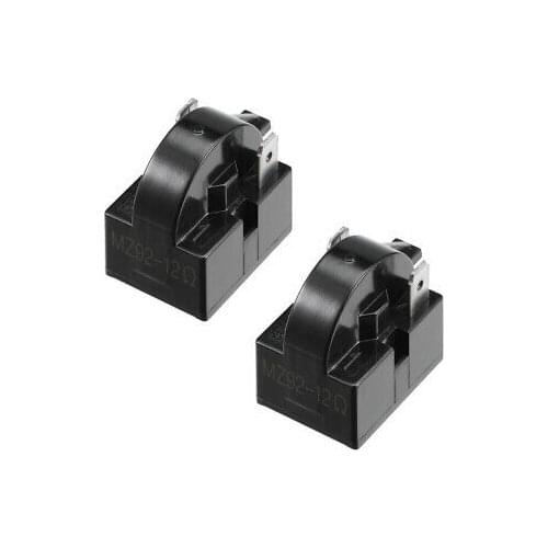 2 Pcs 12 Ohm 2 Pin Refrigerator PTC Starter Relay Replacement Part Black