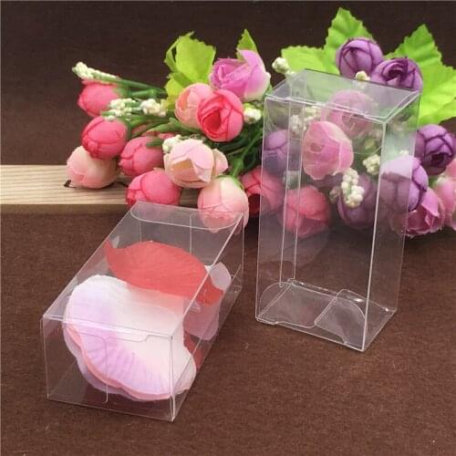 20Pcs 3x4x8.2cm Transparent Waterproof Clear PVC Boxes Packaging Small Gift Plastic Box Storage For Fresh Food Fruit Chocolates