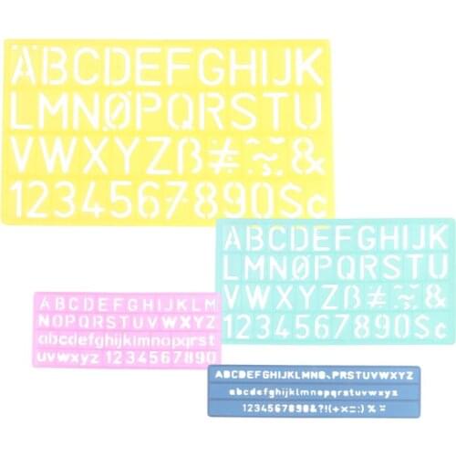 4 Sets English Letter Digital Template Ruler Diy Plastic Template Ruler for Art Crafts