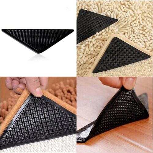 4Pcs/set Reusable Washable Rug Carpet Mat Grippers Non Slip Silicone Grip For Home Bath Living Kitchen Room Pads Anti Slip