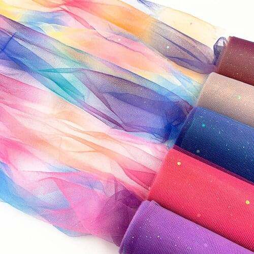 5pcs Bundle 10Yard/Roll Rainbow Glitter Tulle Fabric DIY Craft Sash Baby Shower Tutu Skirt Headwear Gifts Packaging Party Decor