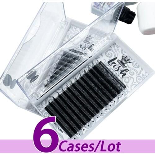 6pcs/lot High quality 12 lines yy shape handmade fluffy eyelash extensions silk private logo dark matte eyelash extension