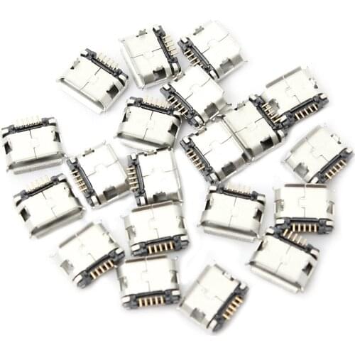 60Pcs Micro-USB Type B Female 5 Pin SMT Placement SMD DIP Socket Connector