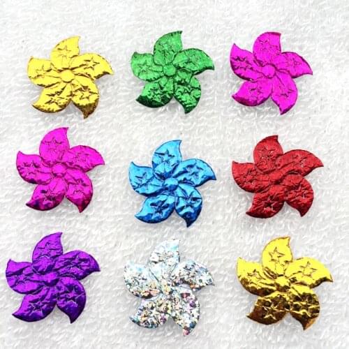 80pcs 26mm Shiny/Glittered Flowers bauhinia Appliques for Stickers on clothes.patch riverdale south side-C57A