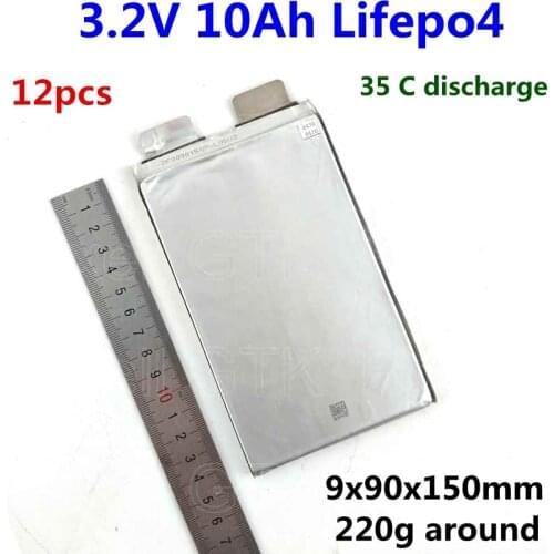 12pcs 3.2V 10A Lifepo4 cell with 35 C high rate discharge for RC usage RC boat drone model aircraft UPS power supply battery