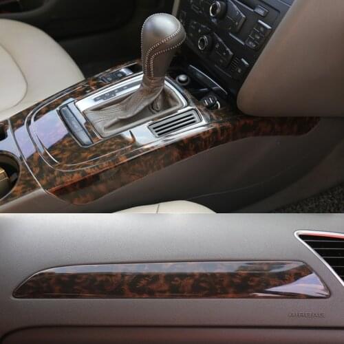 Sansour Car Gear Panel Gears For Audi A4 B8 A5 Q5 2009 - 2016 Carbon Fiber 4pcs Window Door Panel Decor Cover Sticker Trim