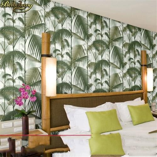 Beibehang Tropical rainforest palm leaf green forest natural forest non-woven plant flower wallpaper scroll papel de parede