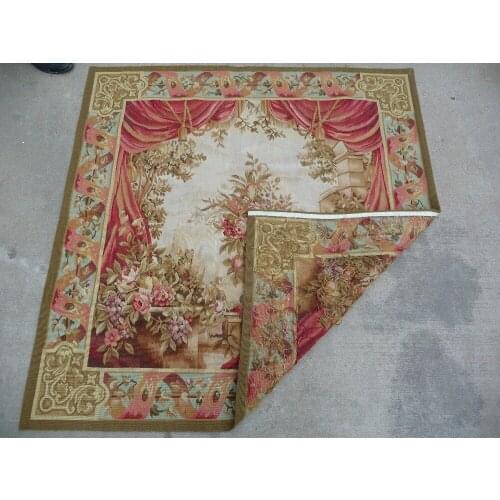 Free Shipping 100% 3.3'X5' Handmade wool aubusson tapestry gobelin carpet, wool tapestry paintings