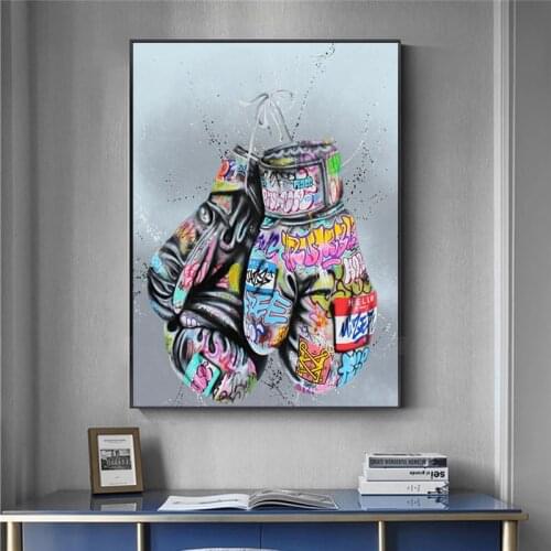 Boxing Gloves Graffiti Art Posters and Prints on The Wall Canvas Painting Street Wall Art Picture for Living Room Home Decor